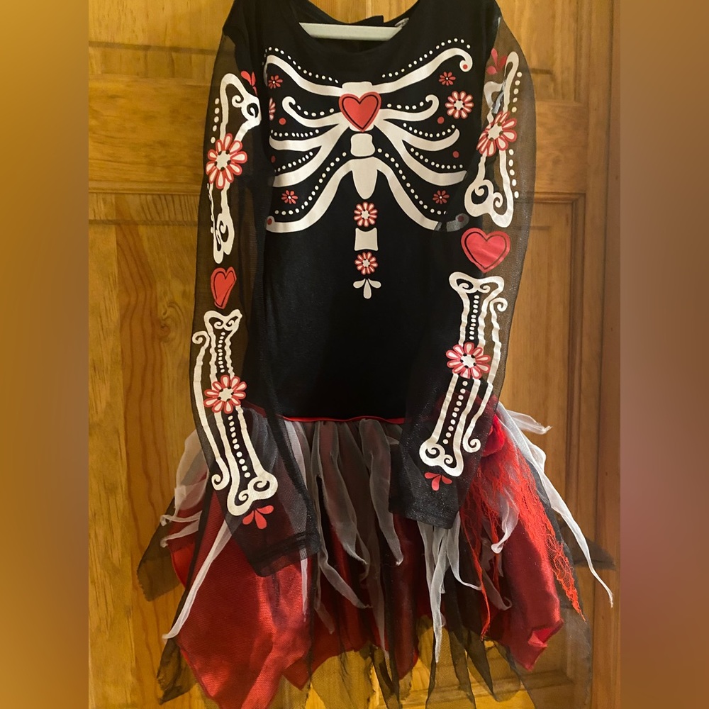 Day of the Dead Halloween Costume Scared to the Bone Skeleton Child M 7 - Picture 9 of 10
